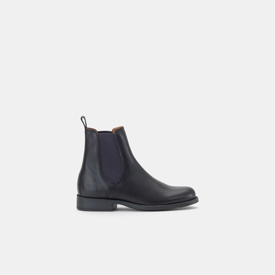 Aigle Leather Ankle Chelsea Boots Women Black ZA-50186